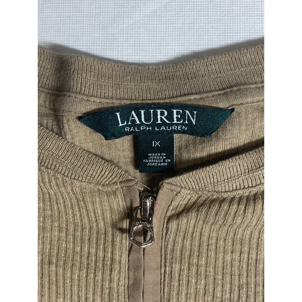 Lauren Ralph Lauren 1/4 Zip Sweater Womens Size lX Brown Long Sleeve‎ Shirt- EUC - Picture 2 of 7